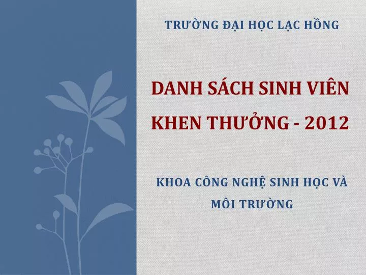 PPT DANH SÁCH SINH VIÊN KHEN THƯỞNG PowerPoint Presentation ID