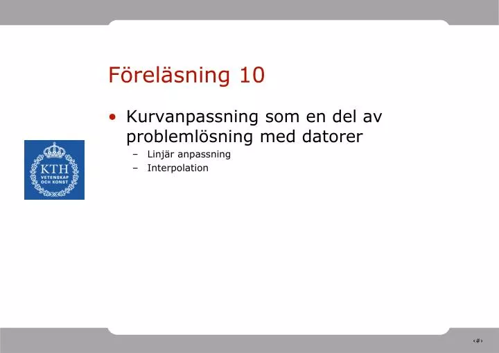 PPT Föreläsning 10 PowerPoint Presentation free download ID 2799494