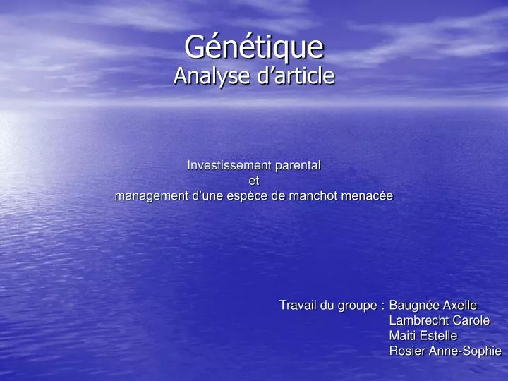 PPT Génétique PowerPoint Presentation free download ID 3046215