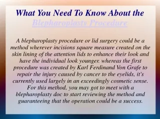 What You Need To Know About the Blepharoplasty Procedure