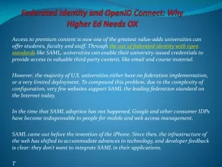 Federated Identity and OpenID Connect: Why Higher Ed Needs O