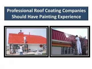 Professional Roof Coating Companies Should Have Painting Exp