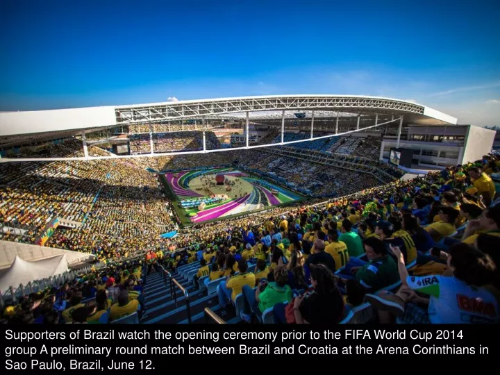 supporters of brazil watch the opening ceremony