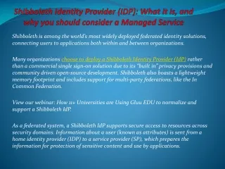 Shibboleth Identity Provider (IdP): What it is, and why you