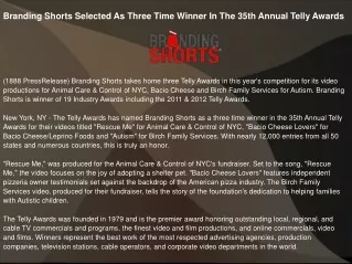 Branding Shorts Selected As Three Time Winner