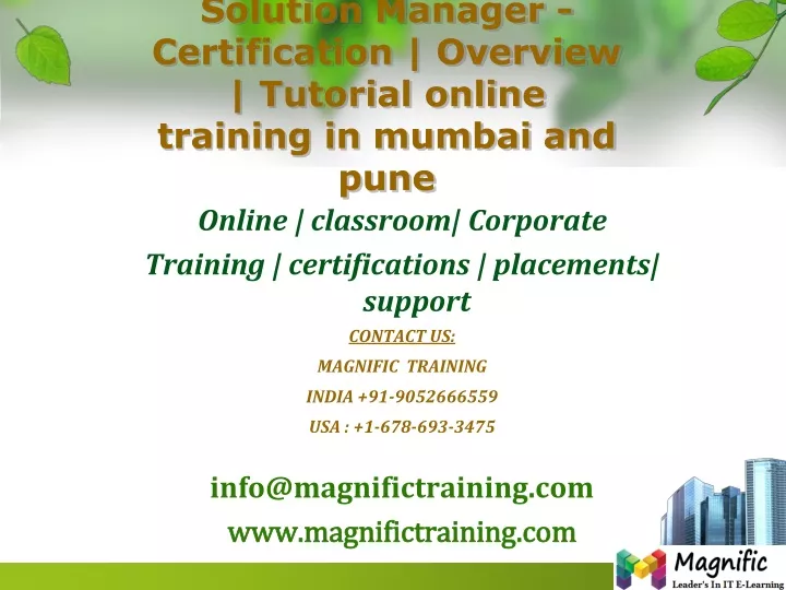 solution manager certification overview tutorial online training in mumbai and pune