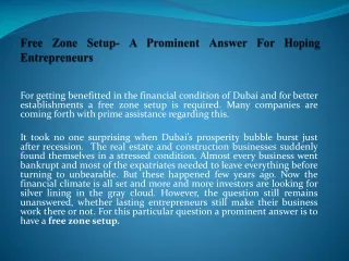 Free Zone Setup- A Prominent Answer For Hoping Entrepreneurs
