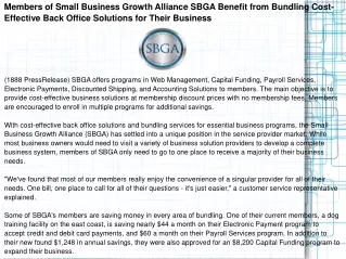 Members of Small Business Growth Alliance SBGA