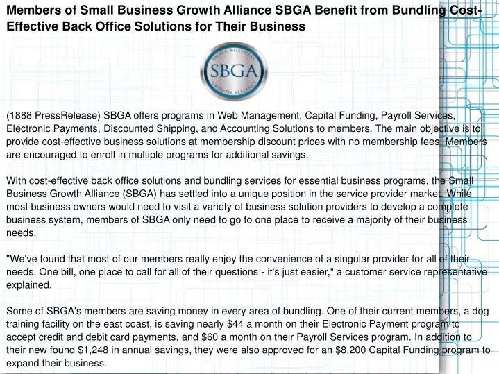members of small business growth alliance sbga