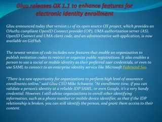 Gluu releases OX 1.1 to enhance features for electronic iden