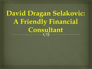 David Dragan Selakovic: A Friendly Financial Consultant