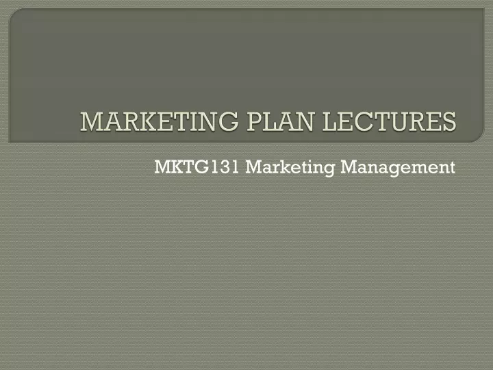 marketing plan lectures