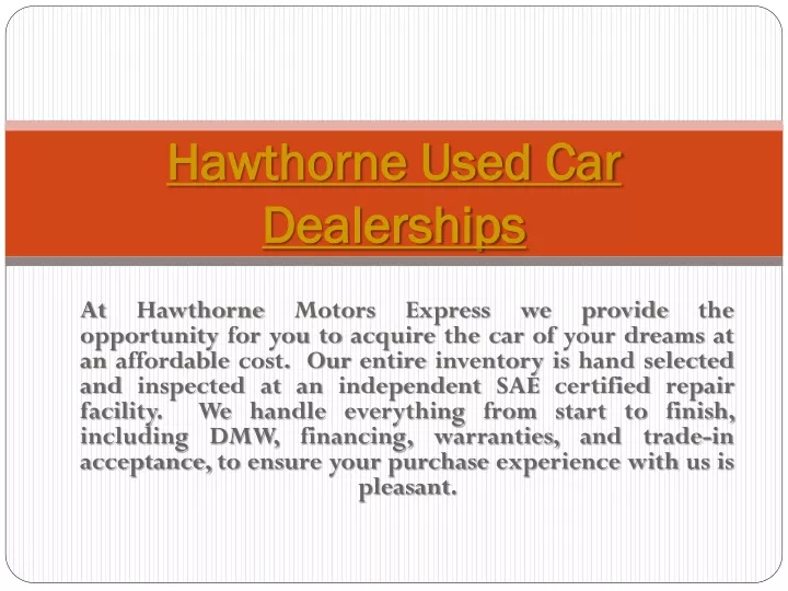 hawthorne used car dealerships