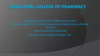 Admission for B. Pharmacy college in Guraon – Ramgopalcolleg