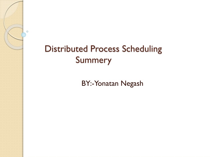 distributed process scheduling summery