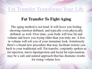 Fat Transfer Transforms Your Life