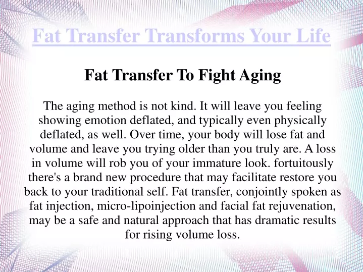 fat transfer transforms your life