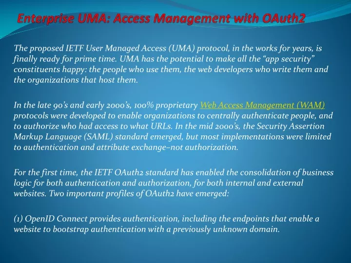 enterprise uma access management with oauth2