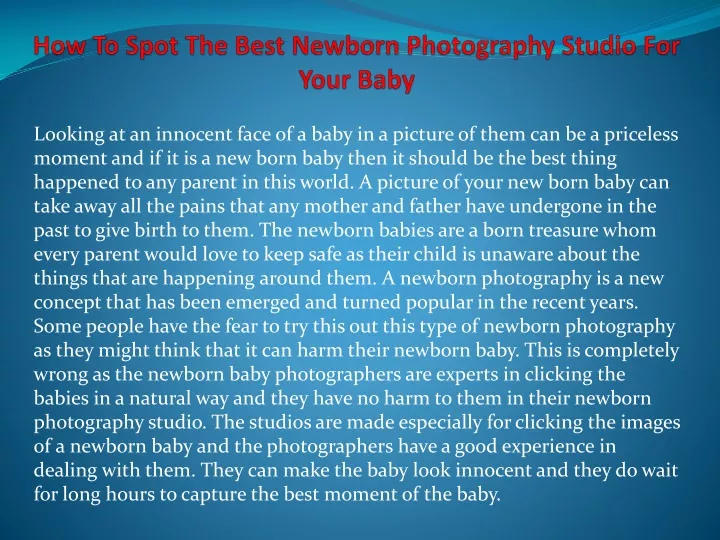 how to spot the best newborn photography studio for your baby