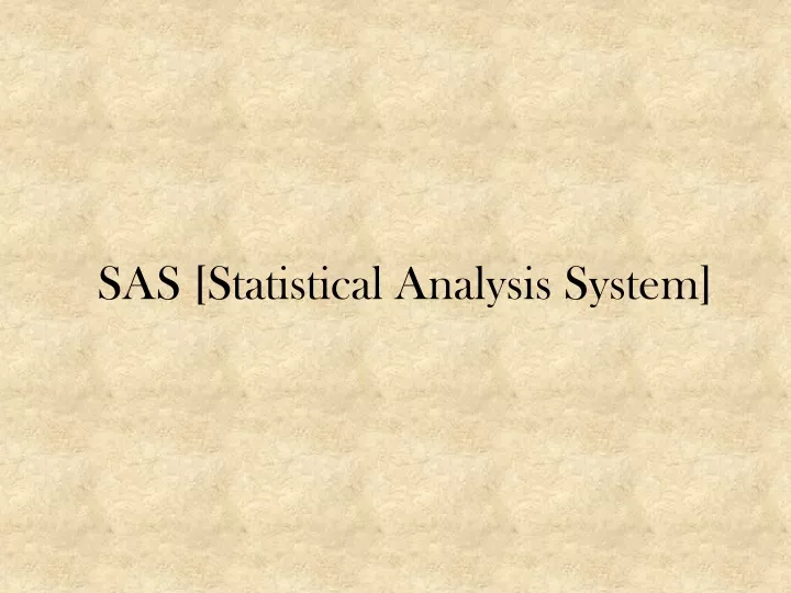 sas statistical analysis system