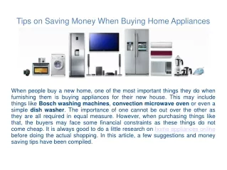 Tips on Saving Money When Buying Home Appliances