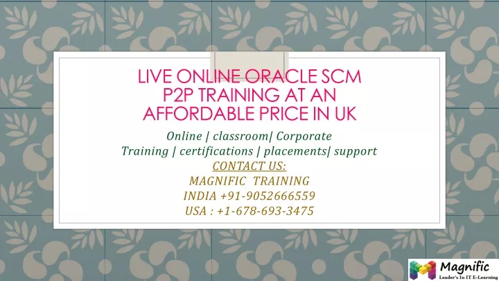 live online oracle scm p2p training at an affordable price in uk