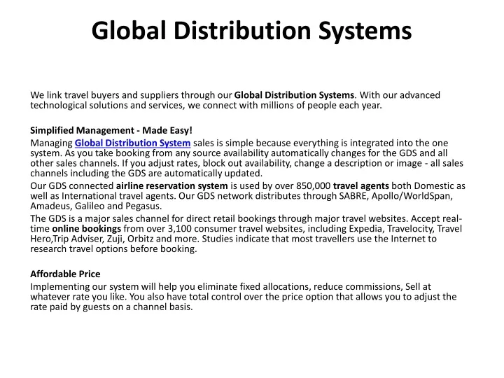 global distribution systems