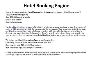 Hotel Booking Engine, Hotel Booking System