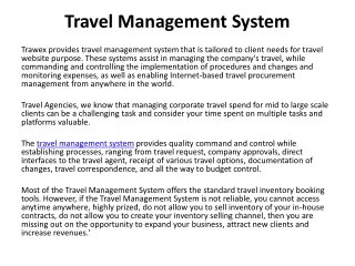 Travel Management System, travel management systems