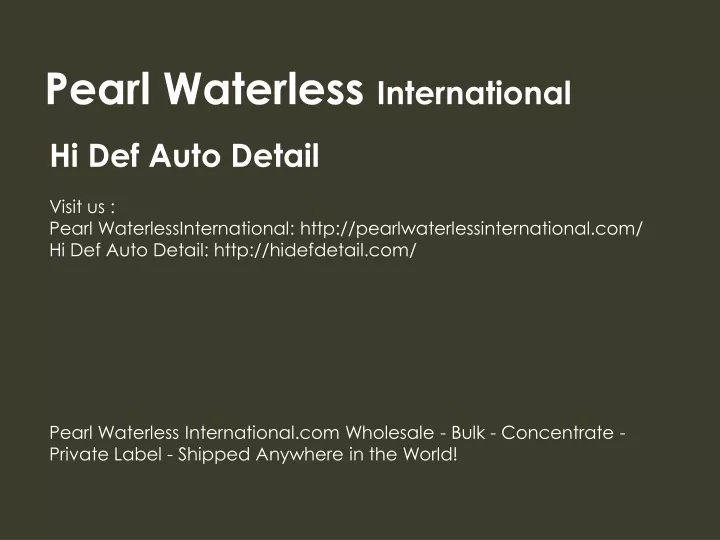pearl waterless international