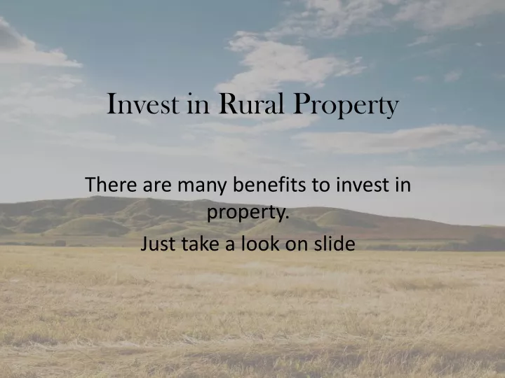 invest in rural property