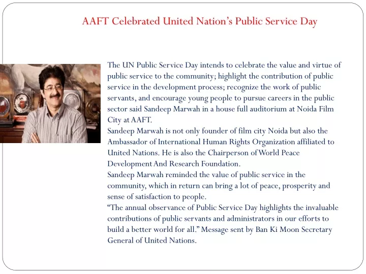 aaft celebrated united nation s public service day