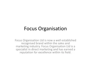 Focus Organisation - Marketing