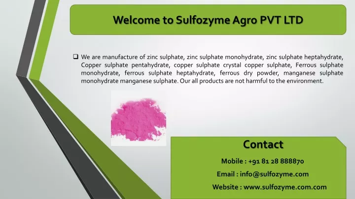 welcome to sulfozyme agro pvt ltd
