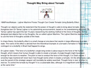 Thought May Bring about Tornado