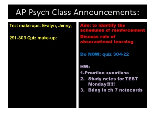 AP Psych Class Announcements: