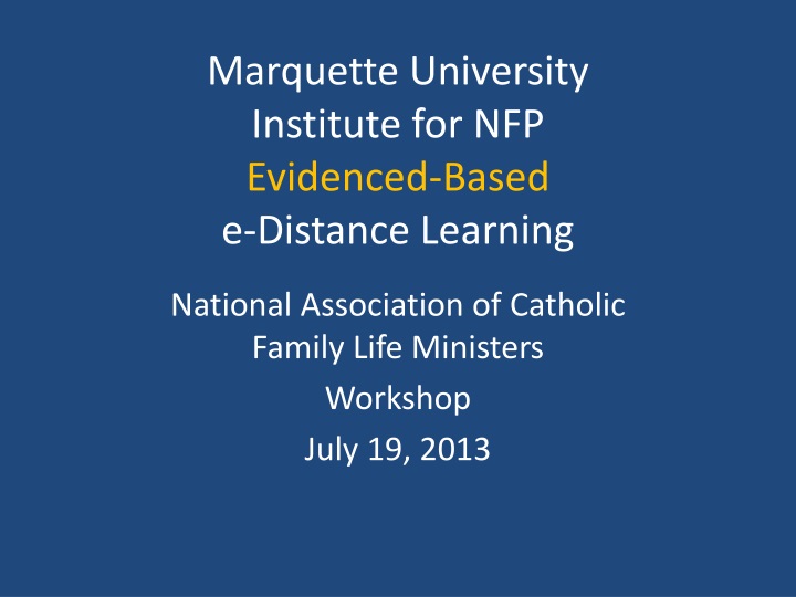 marquette university institute for nfp evidenced based e distance learning