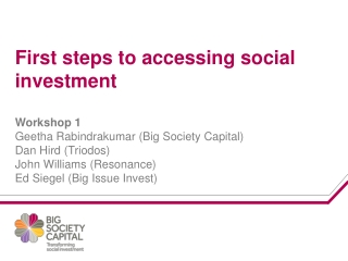 Big Society Capital works through roles as: