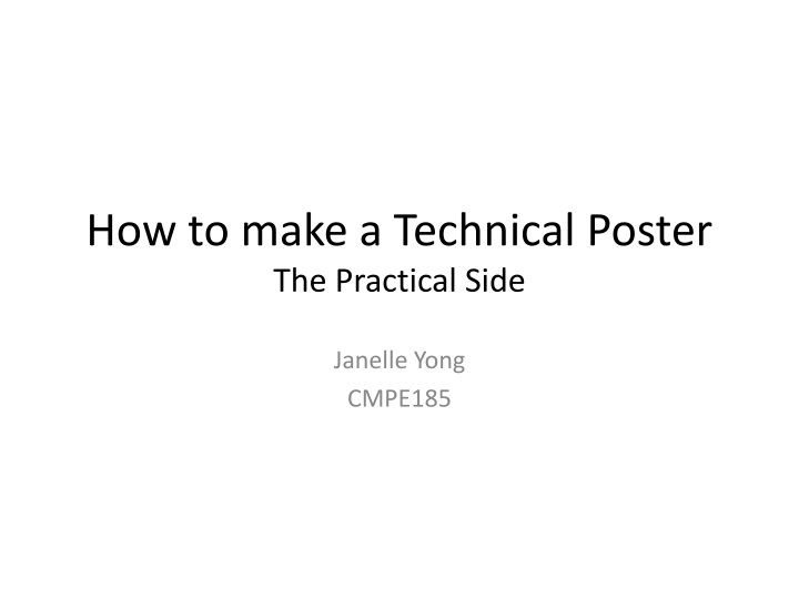 how to make a technical poster the practical side