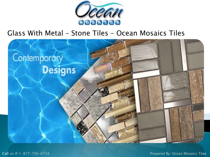 glass with metal stone tiles ocean mosaics tiles