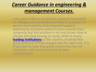 Career Guidance in engineering