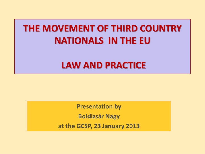 the movement of third country nationals in the eu law and practice