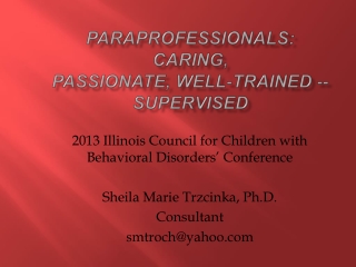Paraprofessionals: Caring, Passionate, Well-Trained -- Supervised