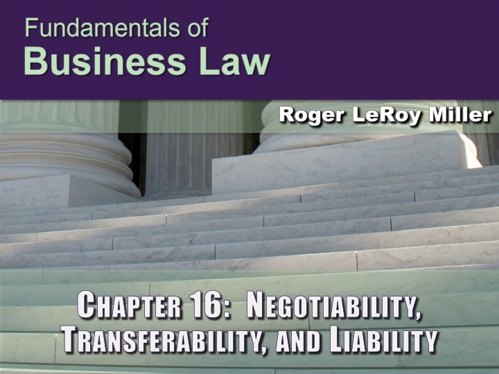 chapter 16 negotiability transferability and liability