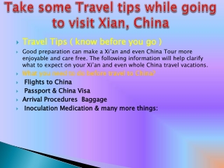Take some Travel tips while going to visit Xian, China