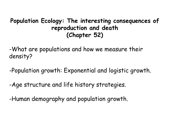 population ecology the interesting consequences