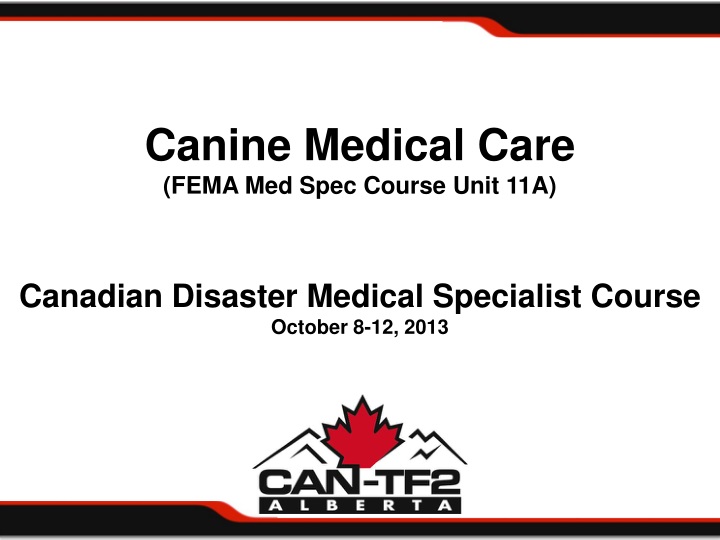 canine medical care fema med spec course unit 11a