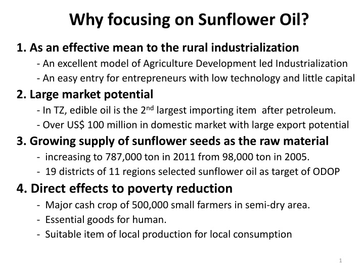 why focusing on sunflower oil