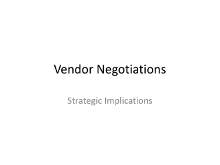 Vendor Negotiations