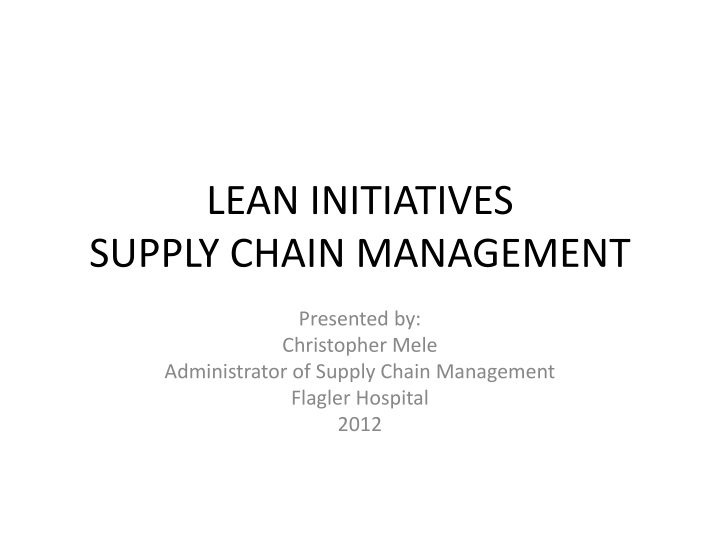 lean initiatives supply chain management